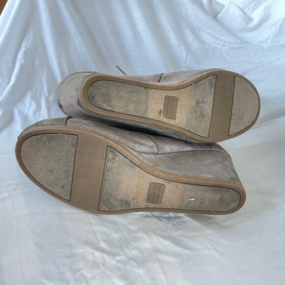 TOMS Metallic Lace Up Desert Booties - Wedge Heel - Size 10 Wide - Picture 4 of 13